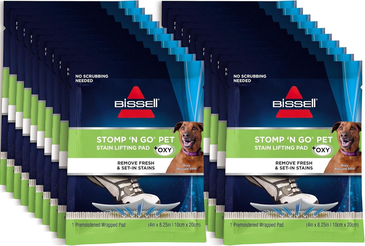 Bissell Stomp ‘N Go Pet Lifting Pads + Oxy for Stain Removal on Carpet & Area Rug Cleaning, 20 Pack