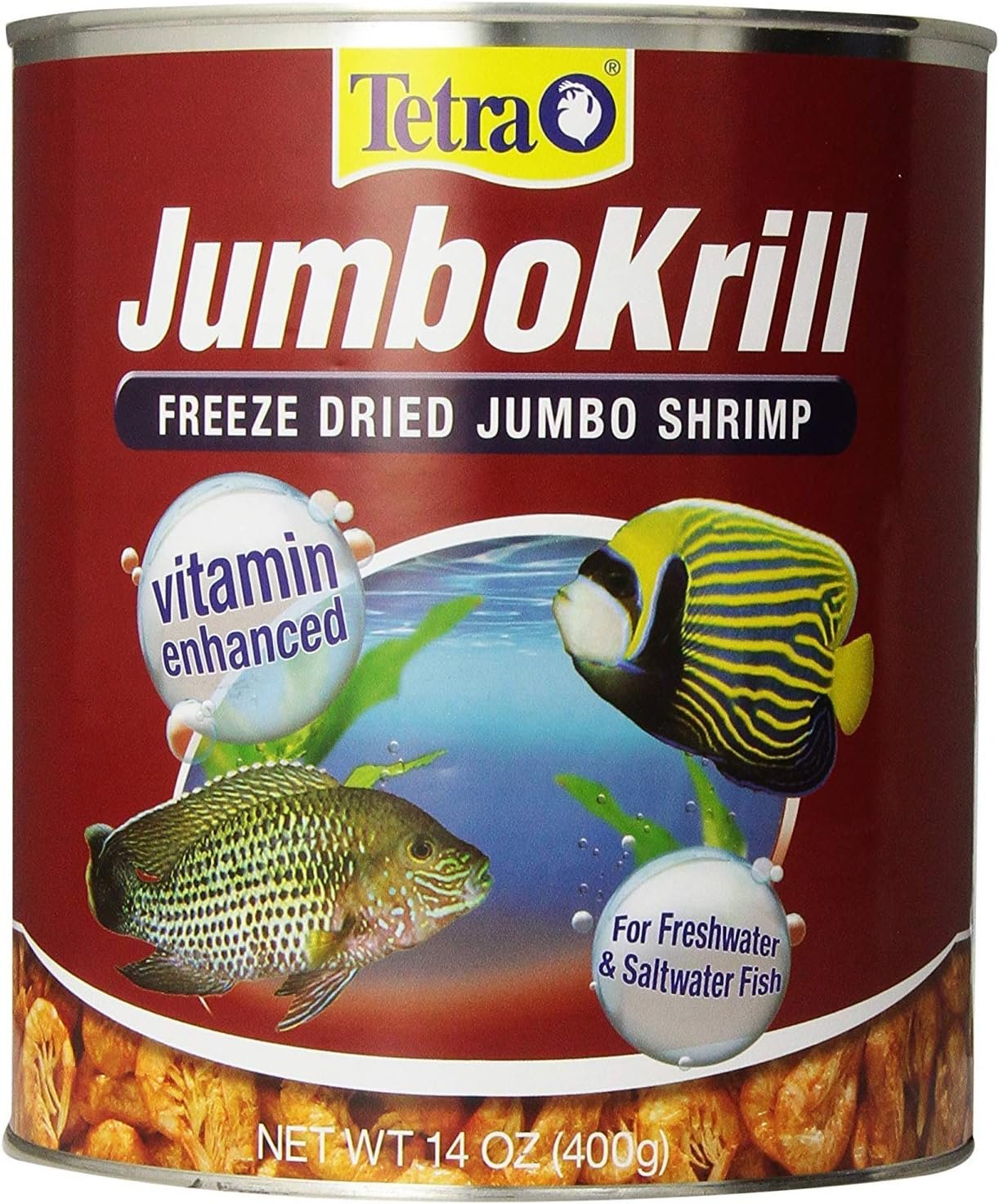 Tetra JumboKrill Freeze-Dried Jumbo Shrimp Treat for Fish, 14 oz | Diet Supplement for Freshwater & Saltwater Fish, Aids Digestion and Enhances Color, Feed 2-3 Times Per Week