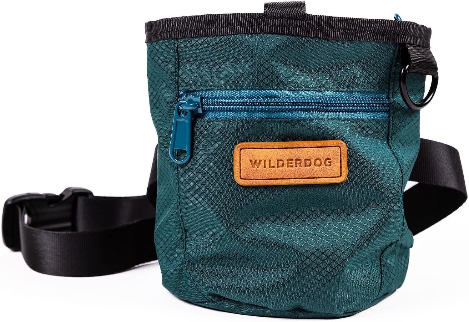 Wilderdog Dog Training Treat Pouch with Magnetic and Zipper Closure, Carabiner Attached, Adjustable Waist Strap – Green