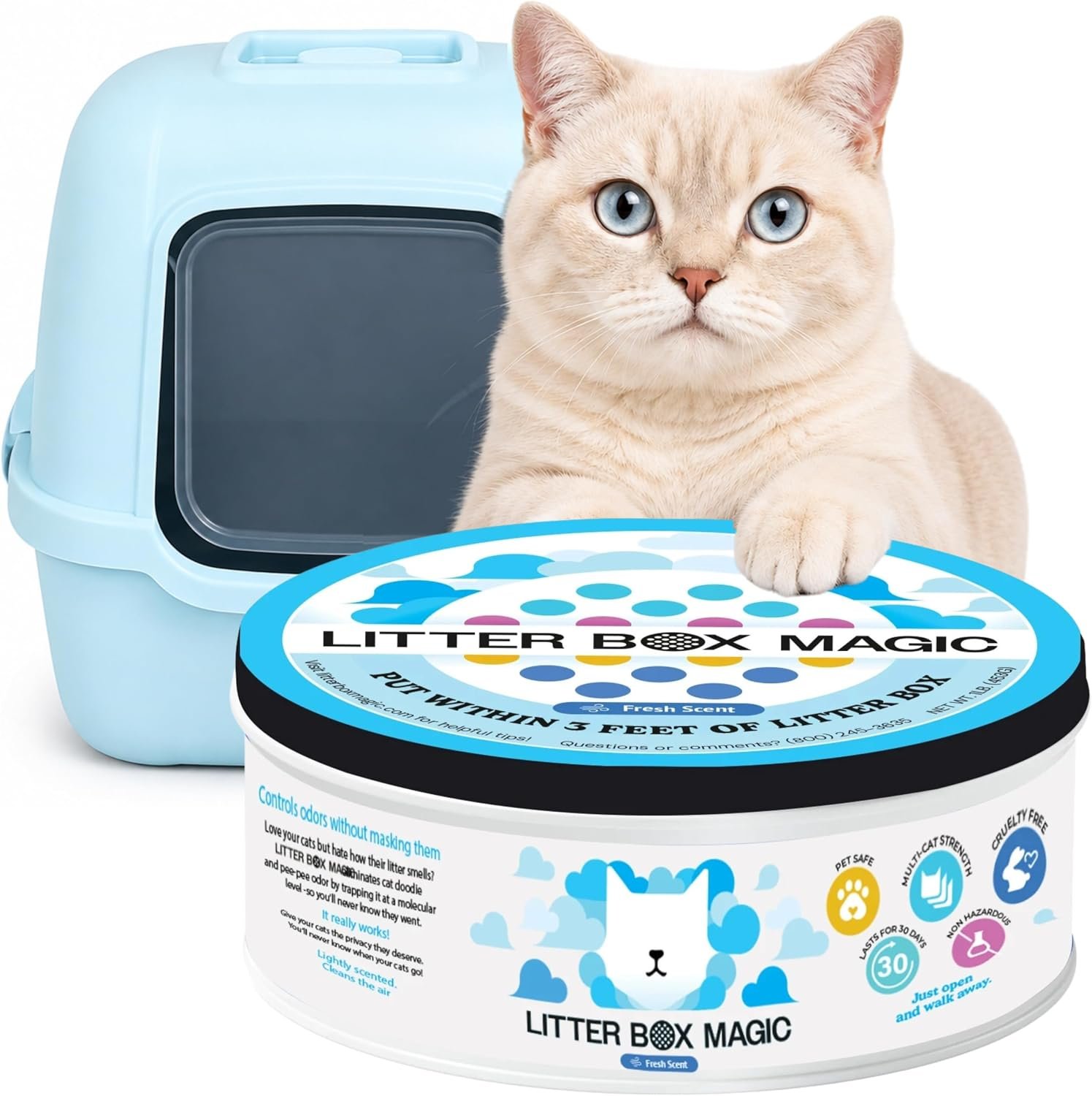 Litter Box Magic Cat Litter Deodorizer Gel, Fresh Scent, 16 Oz, Pack of 1 | Odor-Absorbing Gel Jar Neutralizes Cat Litter Box Odors with a Fresh Scent. Multi-Cat Smell Eliminator. Non-Toxic.