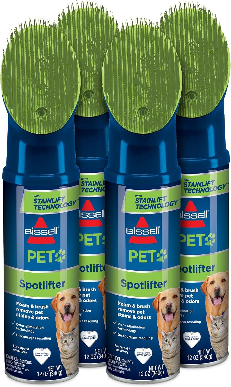 BISSELL Spotlifter Pet Carpet and Upholstery Cleaner with Brush Head – 4 Pack, 93523