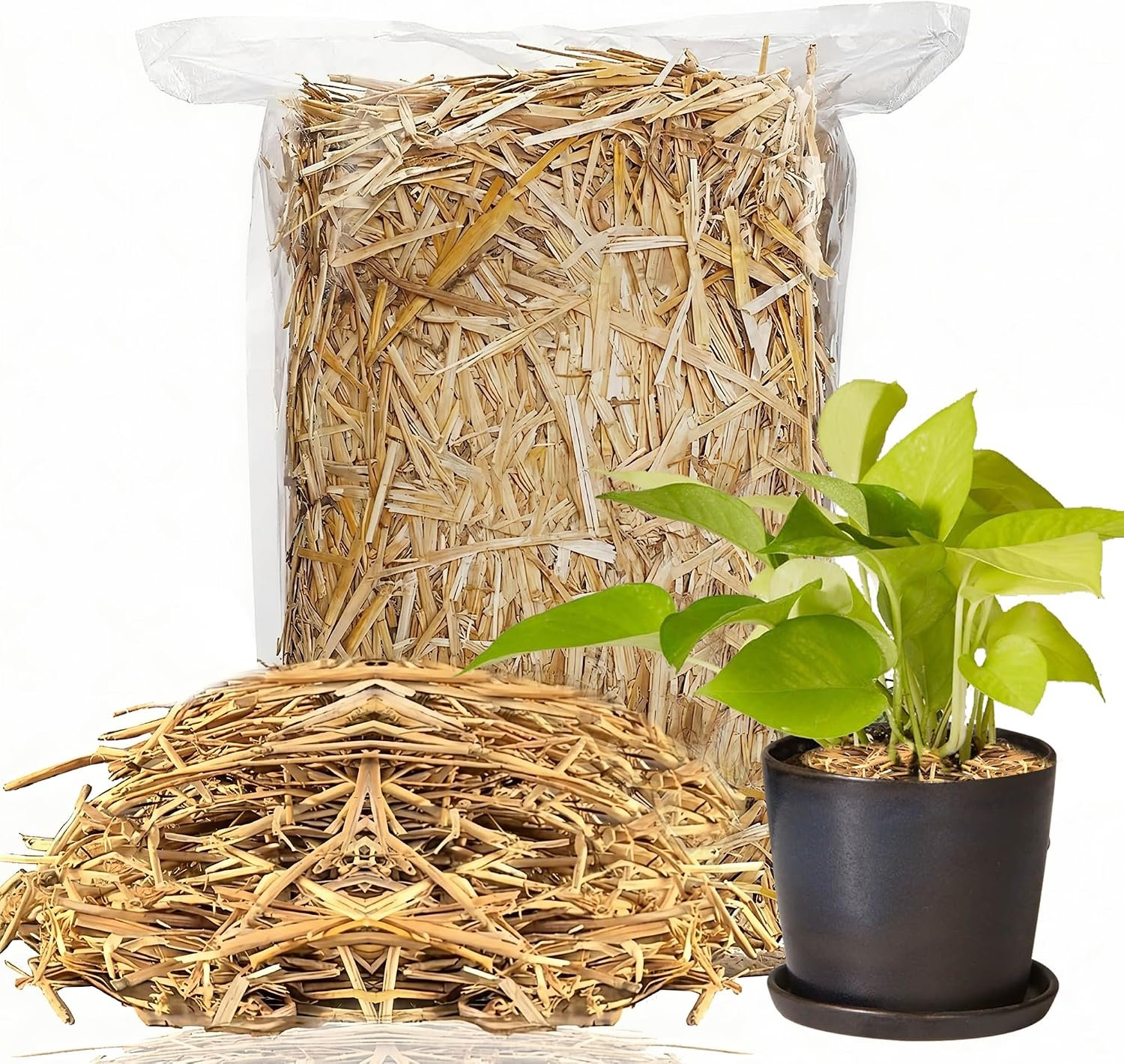 Natural Wheat Straw hay – 5 Ounces Clean & Soft Dried Straw for Pet Bedding, Chicken Coop, Garden Mulch & Weed Cover, Decorative Straw for Indoor & Outdoor Use
