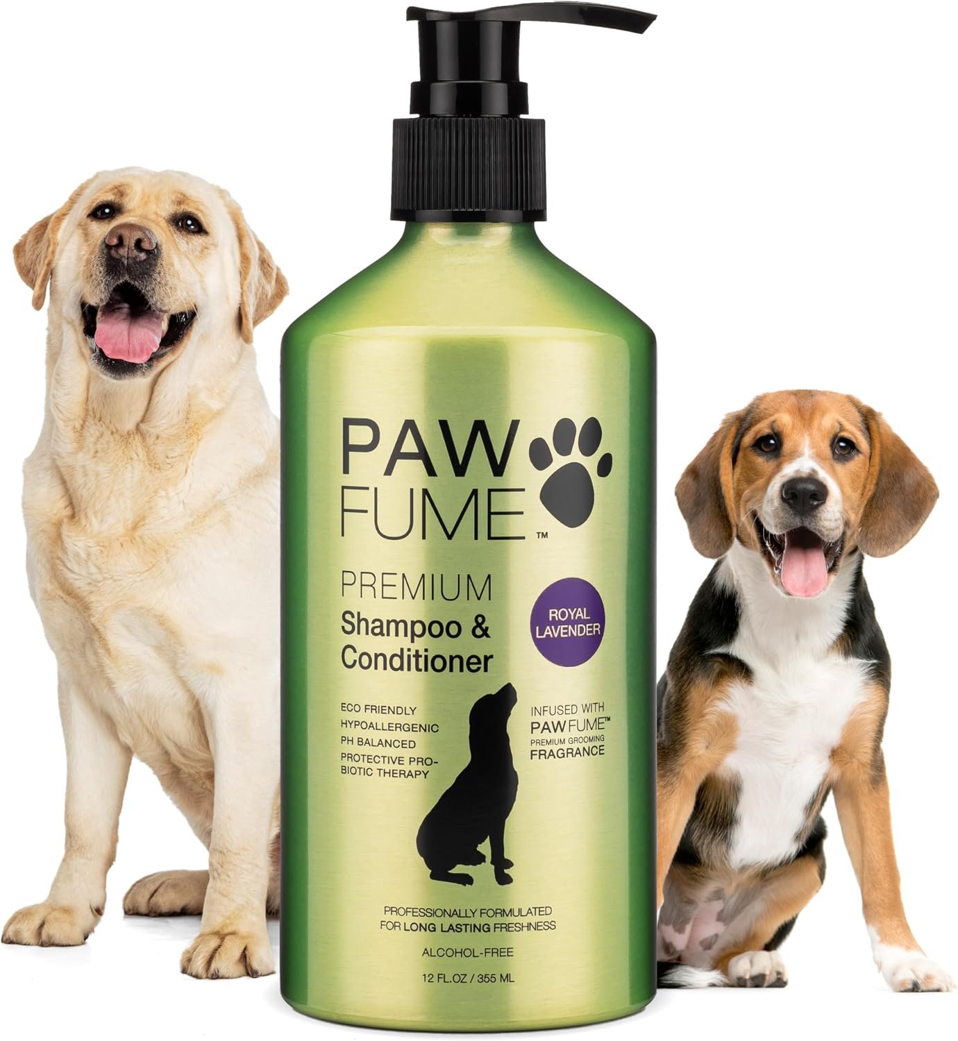 PAWFUME Dog Shedding Shampoo and Conditioner, Royal Lavender, 1-Pack | Probiotic pH-balanced deep-cleaning formula nourishes and detangles silky coats, salon-quality Shedding Shampoo for Dogs