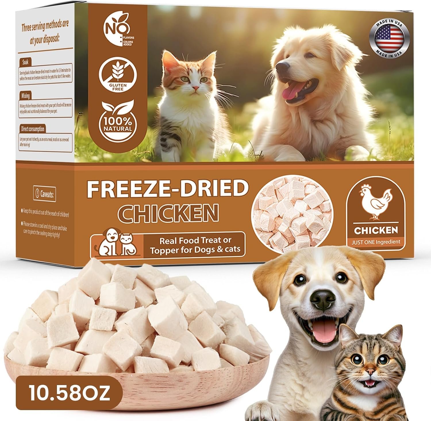Freeze Dried Chicken,Freeze Dried Chicken Dog Treats Natural No Additives,Single Ingredient,High Protein,Suitable for All Ages Cats and Dogs,Dehydrated Suitable for Training | Single ingredient chicken breast, no additives, high protein, for all breeds and ages, ideal for training, topping or rewards
