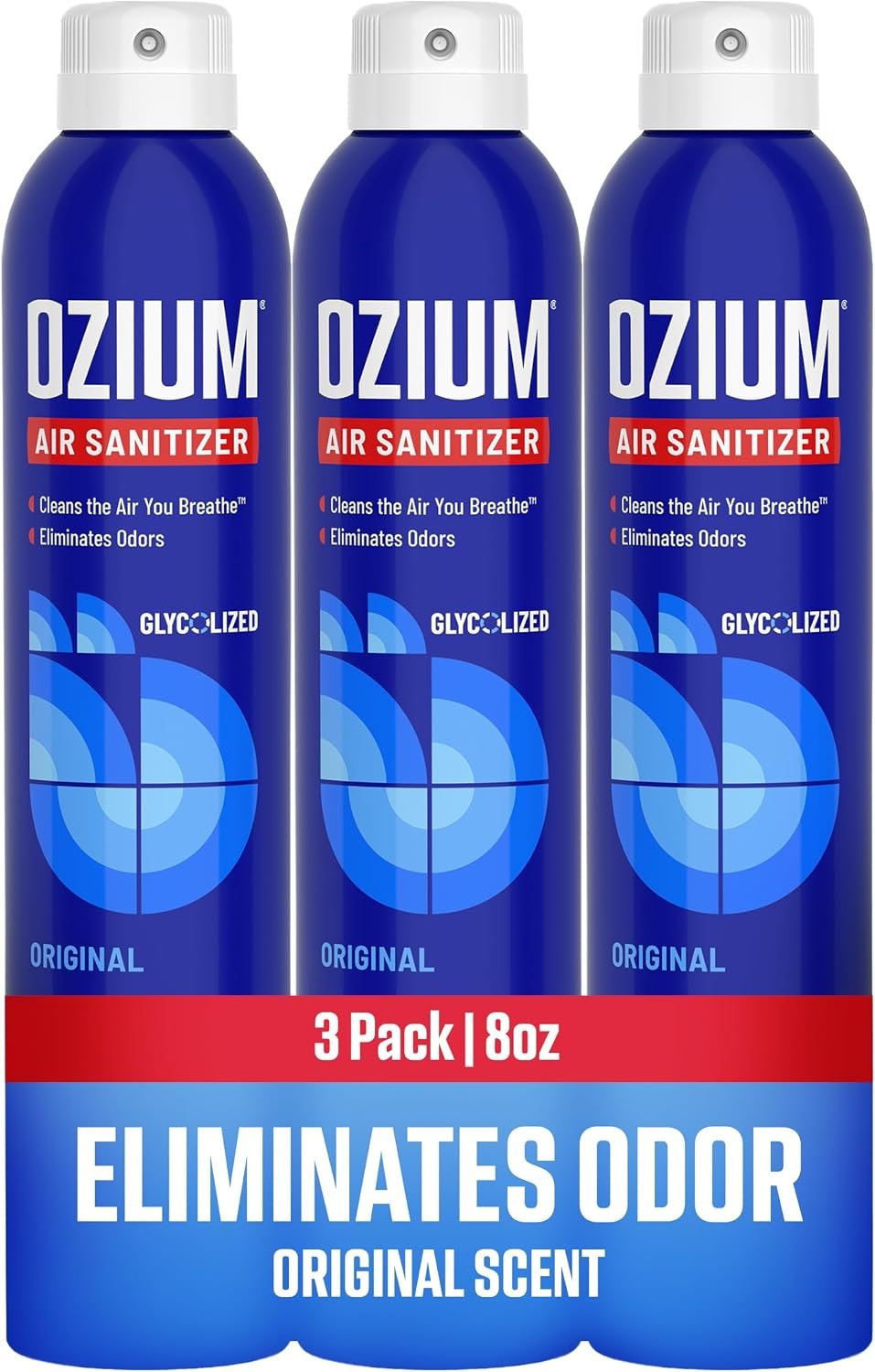 Ozium 8 Oz. Air Sanitizer & Odor Eliminator Spray | For Homes, Cars, Offices and More, Original Scent, Pack of 3