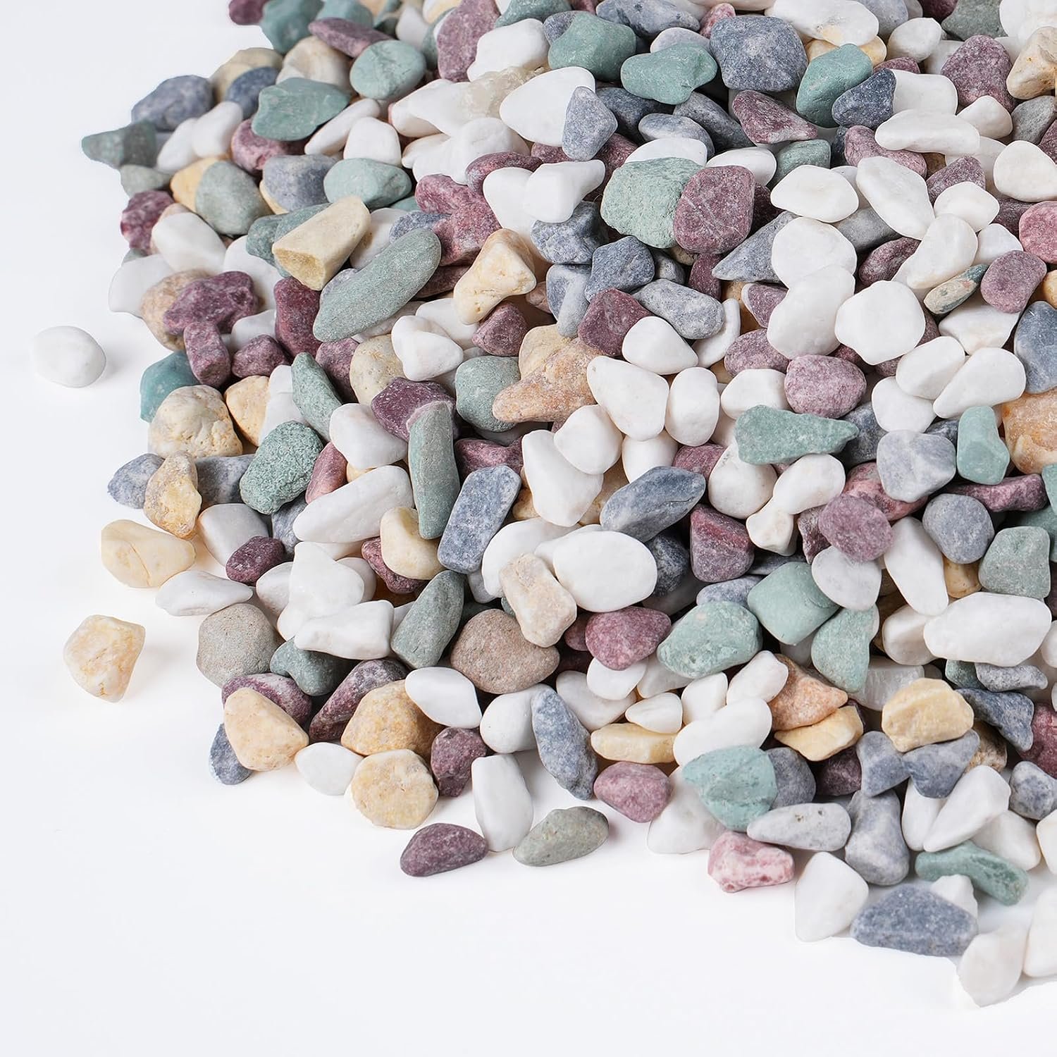 Pulovin 5 lbs Pea Gravel for Plants, Aquarium, Fish Tank, 3/8 inch Decorative Pebbles for Indoor Plants, Succulent, Bamboo, Vase, Drainage Rocks for Potted Plants, Top Dressing, Mixed Color