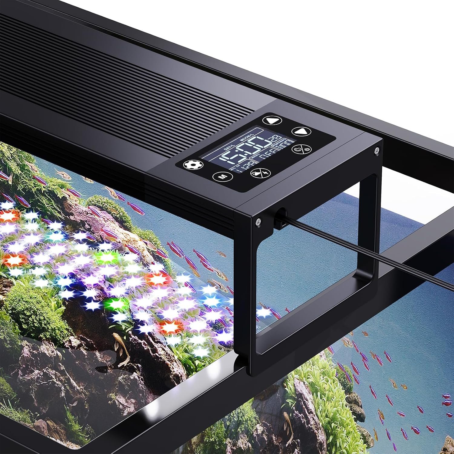 SEAOURA 24/7 LED Aquarium Light for Fish Tank Plant with Timer, 48-54 Inch | Fish Tank Light for Plants, Auto On Off with Timer, 9 Colors, Adjustable Brightness, Daylight & Moonlight, DIY and Weather