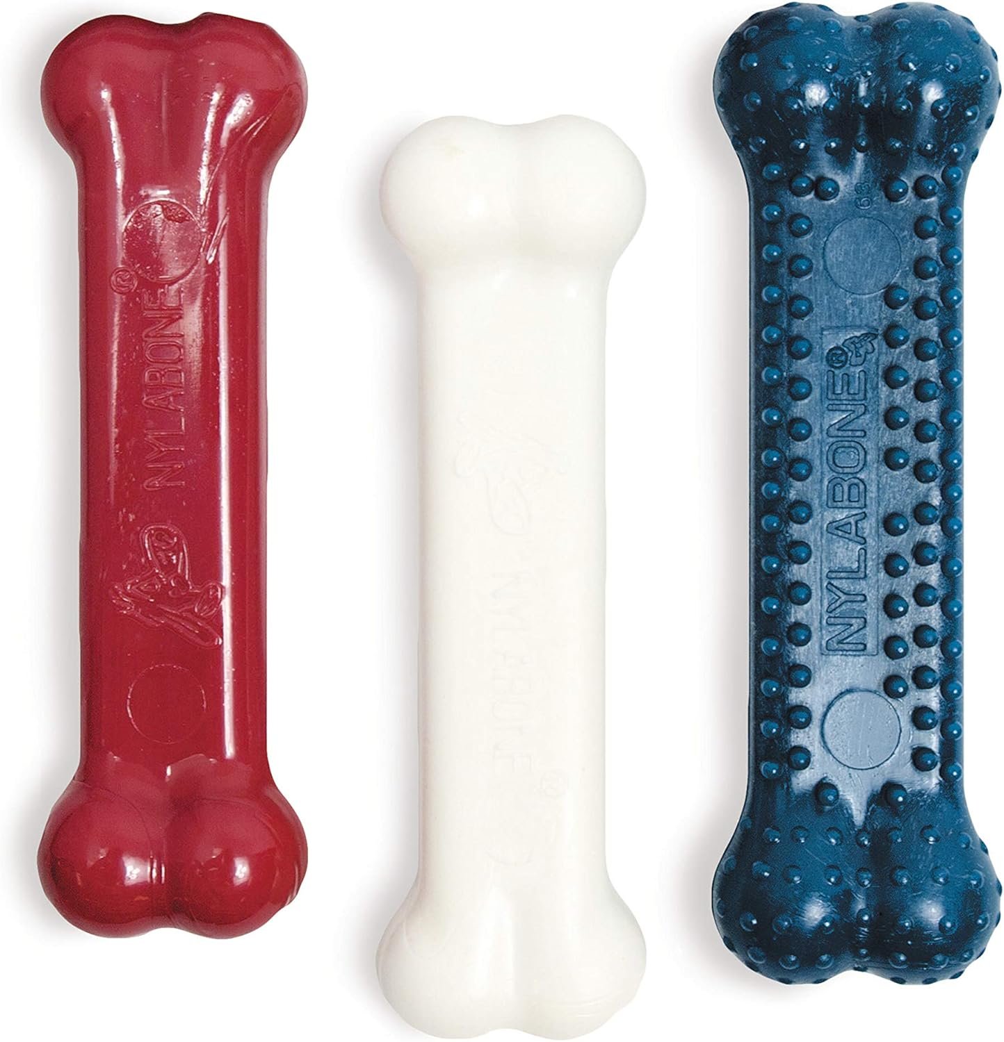 Nylabone Power Chew Original Bone Dog Chew Toys, Small, 3 Count | Peanut butter, chicken, and bacon flavor, durable dog toys for aggressive chewers, helps clean teeth, for dogs up to 25 lbs