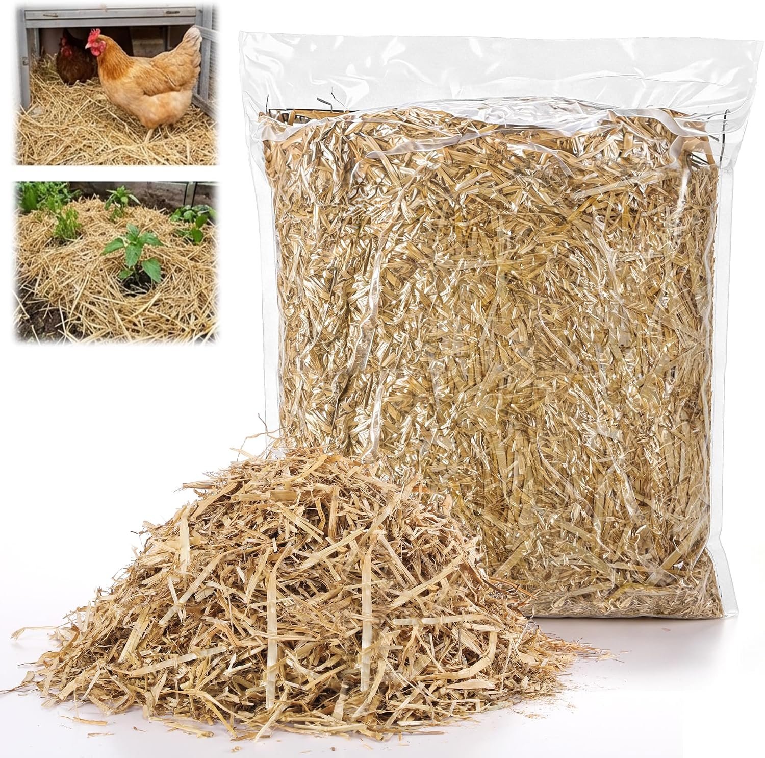 Natural Wheat Straw 3 LB, Dry Clean Soft Wheat Straw Bale for Garden Mulch, Weed Cover, Grass Seed Cover, Animal Bedding, Chicken Coop, Stray Cats Dogs Shelter, Compost & Landscaping