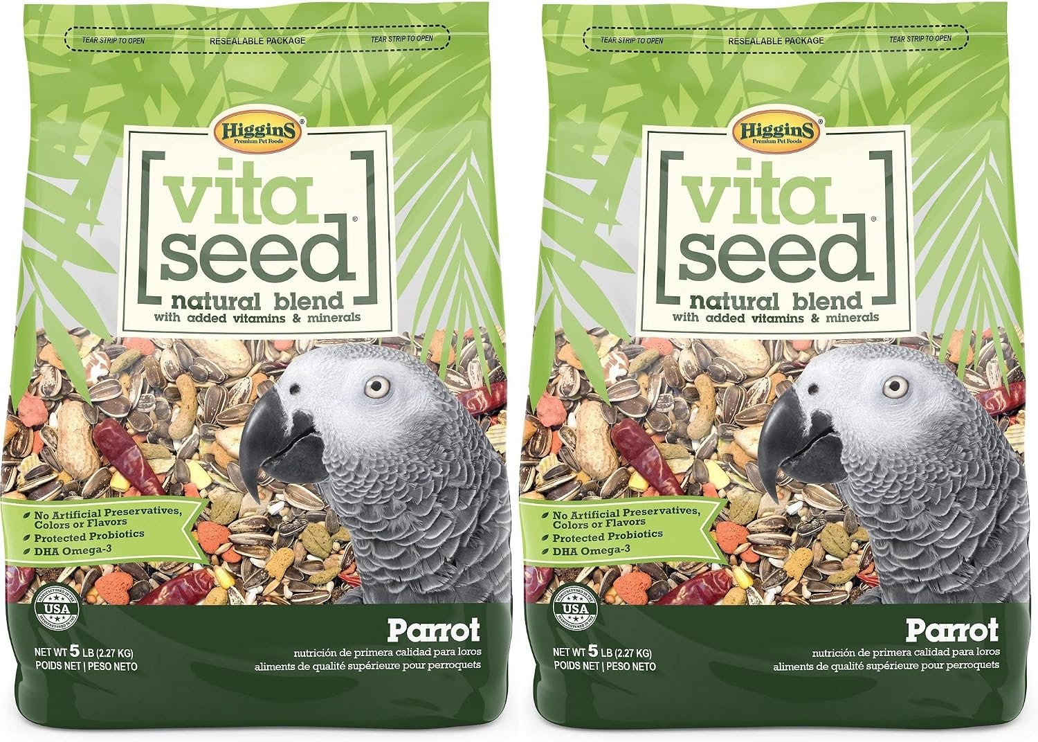 Higgins 2 Pack of Vita Seed Natural Blend Parrot Food, 5 Pounds Each