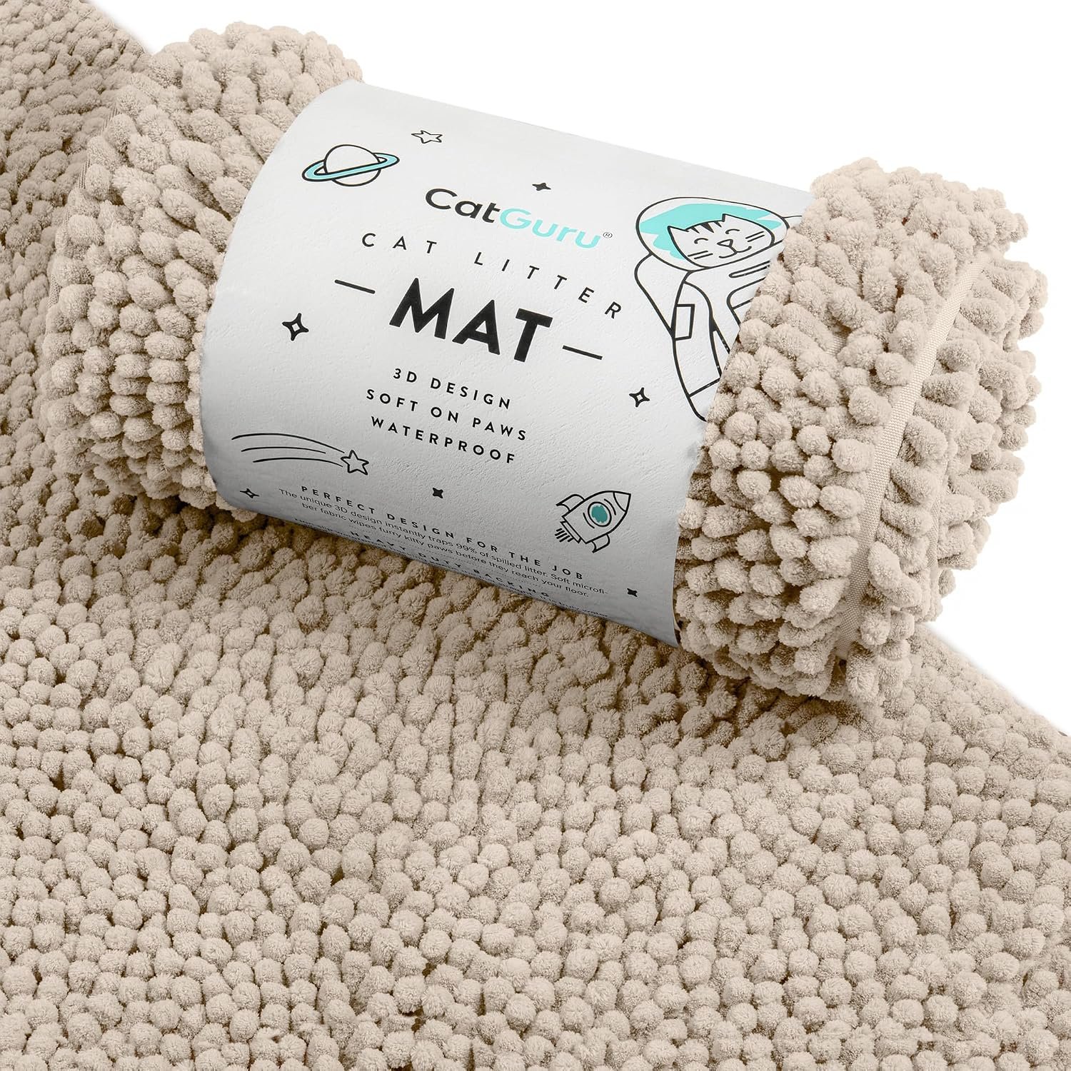 CatGuru Cat Litter Mat, Medium, Extra Large, XXL, Waterproof Litter Box Mat, Non Slip Kitty Litter Mat, Machine Washable Litter Trapping Mat, Soft Litter Tray, Cat Stuff (Medium, Sand/Heavy-Duty)